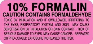 Centurion Centurion Formalin Laboratory Labels - Fluorescent Pink 10% Formalin Caution Label - LL1069P