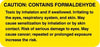 Centurion Centurion Formalin Laboratory Labels - Goldenrod Caution Contains Formaldehyde Label - LL670