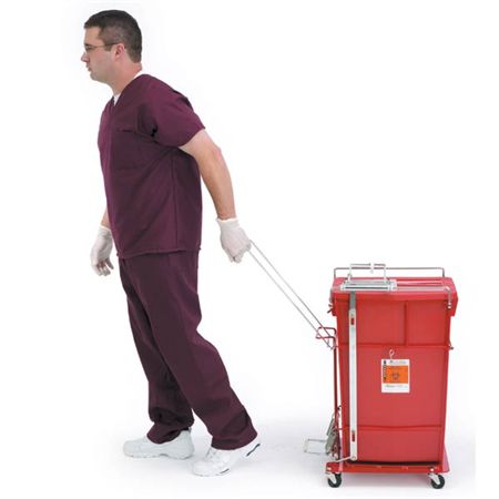 Large Hands-Free Sharps Cart 18gal Sharps Containers - 8.25"W x 12.75"D x 26"H