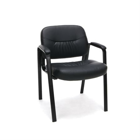 Leather Executive Side Chair with Padded Arms Leg Base