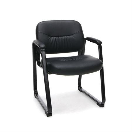 Leather Executive Side Chair with Padded Arms Leg Base