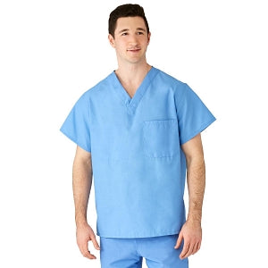 Medline AngelStat Unisex Reversible V-Neck Scrub Top with 2 Pockets - AngelStat Unisex Reversible V-Neck 2-Pocket Scrub Top with Angelica Color-Coding, Size 2XL, Ceil Blue - 610NTHXXL-CA