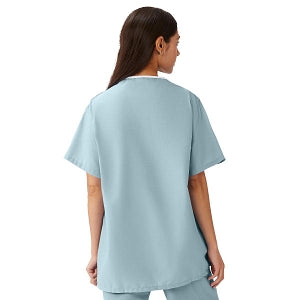 Medline AngelStat Unisex Reversible 4-Pocket Scrub Tops - AngelStat Unisex Reversible V-Neck 4-Pocket Scrub Top with Standard Color-Coding, Size M, Misty - M610NTZM-CS