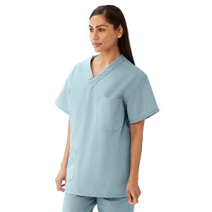 Medline AngelStat Unisex Reversible 4-Pocket Scrub Tops - AngelStat Unisex Reversible V-Neck 4-Pocket Scrub Top with Standard Color-Coding, Size M, Misty - M610NTZM-CS