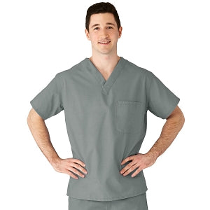 Medline AngelStat Unisex Reversible V-Neck Scrub Top with 2 Pockets - AngelStat Unisex Reversible V-Neck 2-Pocket Scrub Top with Angelica Color-Coding, Size S, Misty - 610NTZS-CA