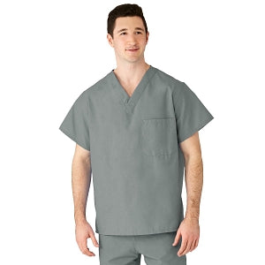 Medline AngelStat Unisex Reversible V-Neck Scrub Top with 2 Pockets - AngelStat Unisex Reversible V-Neck 2-Pocket Scrub Top with Medline Color-Coding, Size S, Misty - 610NTZS-CM