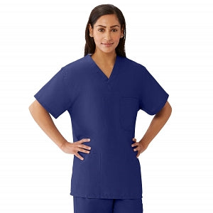 Medline AngelStat Unisex Reversible V-Neck Scrub Top with 4 Pockets - AngelStat Unisex Reversible V-Neck 4-Pocket Scrub Top with Angelica Color-Coding, Size M, Navy - 630NNTM-CA