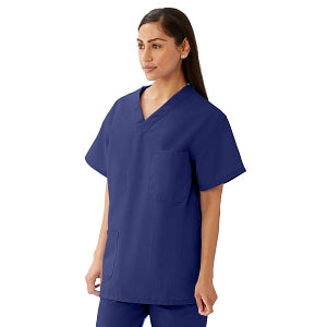 Medline AngelStat Unisex Reversible V-Neck Scrub Top with 4 Pockets - AngelStat Unisex Reversible V-Neck 4-Pocket Scrub Top with Angelica Color-Coding, Size M, Navy - 630NNTM-CA