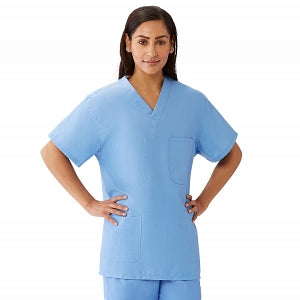 Medline AngelStat Unisex Reversible V-Neck Scrub Top with 4 Pockets - AngelStat Unisex Reversible V-Neck 4-Pocket Scrub Top with Medline Color-Coding, Size S, Ceil Blue - M630NTHS-CM