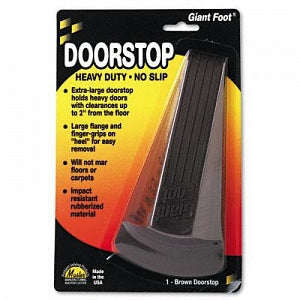 Master Caster Giant Foot Doorstop - Giant Foot Doorstop, No-Slip Rubber Wedge, Brown, 3-1/2"w x 6-3/4"d x 2"h - 00964