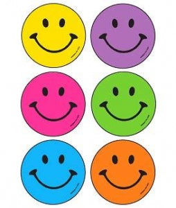 Medi Neon Smiley Stars Asst. Stickers - Neon Smile Faces Sticker, Assortment, 75/Pack - 635P
