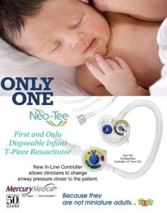 Mercury Medical Neo-Tee Infant T-Piece Resuscitators - Neo-Tee Infant T-Piece Resuscitator, Circuit, In-Line Controller, Clear Anatomical Infant Face Mask, 0-60 cm H2O Manometer - 10-50809