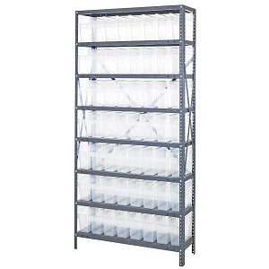 Quantum Storage Store-Max Bins with Steel Shelves - 36" x 18" x 75" Storage System with 8 Steel Shelves and 56 Store-Max Bins - 1875-SB803CL