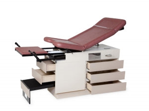 Enochs OB Gyn Examination Table - Manual Back Examination Table with Windsor Wine Top Color, 5 Drawers and Pelvic Tilt - 450LHBECWWW