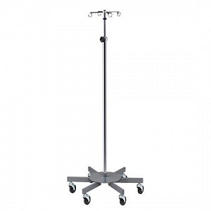 Clinton Industries IV Poles - IV Pole, 6 Leg, 4 Hook, Chrome, 26" Base, 56"-99" Height - IV-334