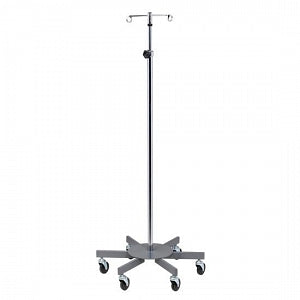 Clinton Industries IV Poles - IV Pole, 6 Leg, 2 Hook, Chrome, 26" Base, 56"-99" Height - IV-33