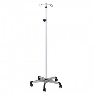 Clinton Industries IV Poles - IV Pole, 5 Leg, 2 Hook, Chrome, 23" Base, 52"-92" Height - IV-35