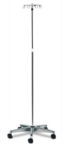 Clinton Industries IV Poles - IV Pole, 5 Leg, 4 Hook, Aluminum Base, 23" Base, 46"-83" Height - IV-454