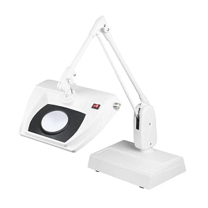Dazor LED Lights - Stretchview LED Desk Base Magnifier Light, 16-Diopter Lens, White - L1570R-16-WH