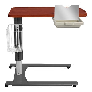Amico Single Deluxe Overbed Tables - Deluxe Overbed Table with Single Top, Medium Cherry - OT-S-TMCS-GU