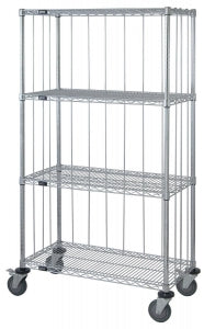 Quantum Storage Systems 3-Sided Carts with 4 Wire Shelves - 3-Sided 18" x 60" x 80" Enclosure Carts with 4 Wire Shelves - M1860C47RE