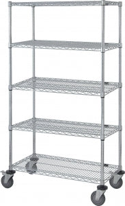 Quantum Storage Systems Mobile Shelf Carts with Five Wire Shelves - 24"W x 60"L x 80"H Mobile Cart with 5 Wire Shelves - M2460C47-5