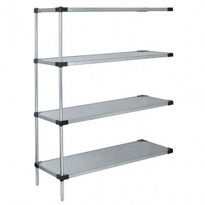 Quantum Storage Systems Stainless Steel Add-On Kits with 4 Solid Shelves and 2 Posts - 18"W x 42"L x 74"H Stainless Steel Add-On Kit with 4 Solid Shelves - WRSAD4-74-1842SS