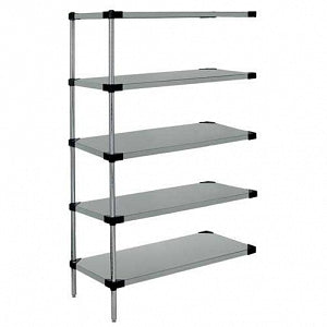 Quantum Storage Systems Galvanized Steel Add-On Kits with 5 Solid Shelves and 2 Posts - 24"W x 36"L x 74"H Galvanized Steel Add-On Kit with 5 Shelves - AD74-2436SG-5