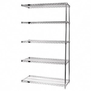 Quantum Storage Systems Stainless Steel Add-On Kits with 5 Shelves and 2 Posts - 36" x 60" x 74 Stainless Steel Add-On Kit with 5 Shelves - AD74-3660S-5