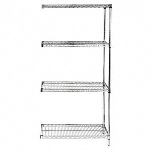 Quantum Storage Systems Chrome Add-On Kits with 4 Shelves and 2 Posts - 21"W x 72"L x 86"H Chrome Add-On Kit with 4 Shelves - AD862172C