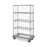 Quantum Storage Systems 3-Sided Carts with 1 Solid and 5 Wire Shelves and Dolly - 3-Sided 18" x 36" x 70" Enclosure Cart with 5 Wire Shelves and Dolly Base - MD1836C46RE-5