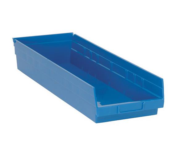 Quantum Storage Economy Shelf Bin - Blue Economy Shelf Bin, 8-3/8"W x 23-5/8"L x 4"H - QSB114BL
