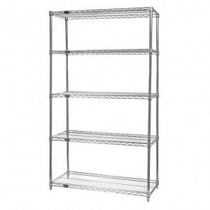 Quantum Storage Systems Stainless Steel Starter Kits with 5 Shelves and 4 Posts - 24" x 54" x 74" Stainless Steel Shelving Starter Kit with 5 Shelves - WR74-2454S-5