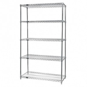 Quantum Storage Systems Chrome Shelving Starter Kits with 5 Shelves - 18"W x 42"L x 86"H Chrome Shelving Starter Kit with 5 Shelves - WR86-1842C-5