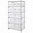 Quantum Storage Systems Clear-View Hulk 24" Containers and Wire Shelving Systems - 24" x 36" x 74" Chrome Shelving Unit with 15 Clear-View Hulk Bins - WR6-953CL