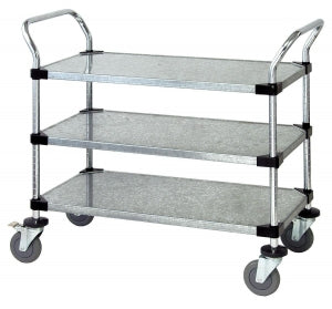 Quantum Storage Systems Wire Utility Carts - Wire Mobile Utility Cart, 18" x 36" x 37-1/2", 3 Solid Shelves - WRC-1836-3G