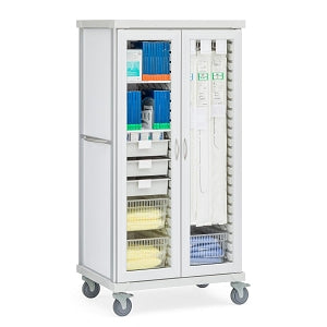 Solaire Medical Roam 2 Carts with Glass Doors - Roam 2 Endovascular Cart with Glass Doors, White, 40.75" W x 28.75" D x 75.25" H - SR2GEND
