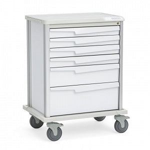 Solaire Medical Tempo Procedure Carts - Tempo 27 Procedure Cart with Four 3", One 6" and One 9" Drawer, White, 29.5" W x 21" D x 39.25" H - ST27W6