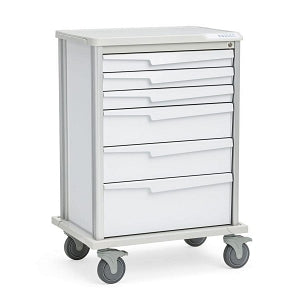 Solaire Medical Tempo Procedure Carts - Tempo 30 Procedure Cart with Three 3", Two 6" and One 9" Drawer, White, 29.5" W x 21" D x 42.25" H - ST30W6