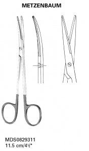 Medline Fine Metzenbaum Dissecting Scissors - SCISSOR, METZENBAUM, FINE, CURVED, TC, 4 1/2 - MDS0829311