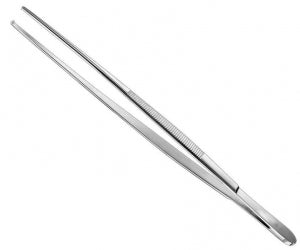 Medline Semken Tissue Forceps - 6" (15.2 cm) Straight Semken Tissue Forceps with Tungsten Carbide Jaws and 1 x 2 Teeth - MDS1037012