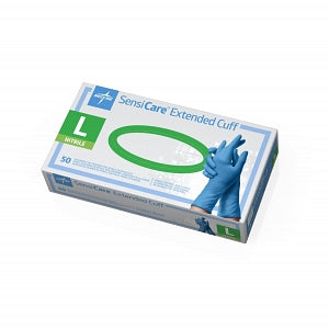 Medline SensiCare Extended Cuff Nitrile Exam Gloves - SensiCare Exam Glove, Nitrile, Extended Cuff, Size L - MDS1286