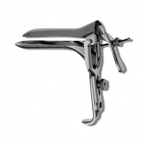 Medline Graves Side Open Vaginal Speculums - Right Side Open Coated Graves Vaginal Speculum with 10 cm x 4 cm 45° Angle Blades - MDS1520755