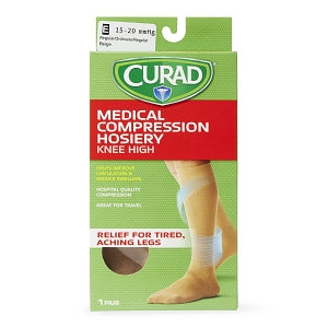 Medline CURAD Knee-High Compression Hosiery - CURAD Knee-High Compression Hosiery with 15-20 mmHg, Tan, Size E, Regular Length - MDS1700ET