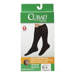 Medline CURAD Knee-High Compression Hosiery - CURAD Knee-High Compression Hosiery with 30-40 mmHg, Tan, Size A, Regular Length - MDS1704AT