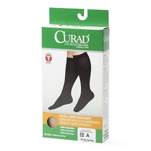Medline CURAD Knee-High Compression Hosiery - CURAD Knee-High Compression Hosiery with 30-40 mmHg, Tan, Size A, Regular Length - MDS1704AT
