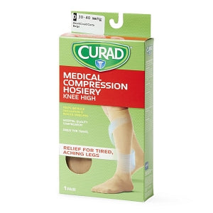 Medline CURAD Knee-High Compression Hosiery - CURAD Knee-High Compression Hosiery with 30-40 mmHg, Tan, Size D, Short Length - MDS1704DTS