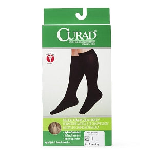 Medline CURAD Knee-High Compression Hosiery - CURAD Knee-High Compression Hosiery with 8-15 mmHg, Tan, Size L, Short Length - MDS1712CTS