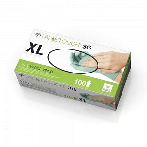 Medline Aloetouch 3G Synthetic Vinyl Exam Gloves - Aloetouch 3G Synthetic Stretch Exam Gloves, Vinyl, Powder Free, Size XL - MDS195177