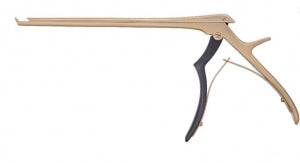 Medline Gold Titanium-Coated Microhandle Kerrison Rongeurs - 7" (17.8 cm) Long 40° Up Cutting Gold Coated Microhandle Kerrison Rongeur with 4 mm Bite and Thin Footplate - MDS2065274
